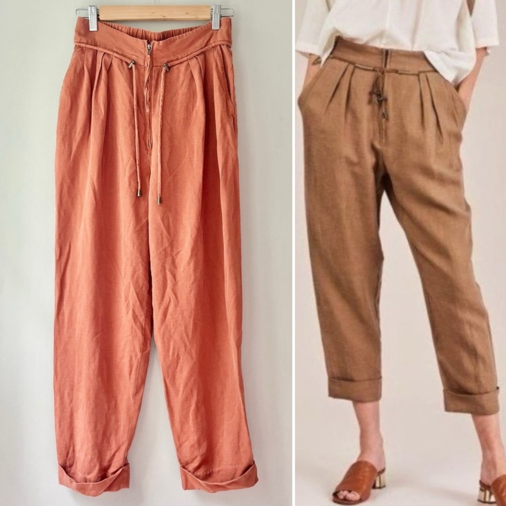 Anthropologie | Apiece Apart | Rust Orange Linen Vega Easy Pants